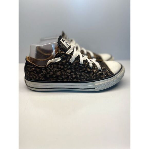 Converse Star Juniors Kids Sz 3 Low Shimmer Leopard Cheetah Animal Print 640469F - Picture 1 of 10